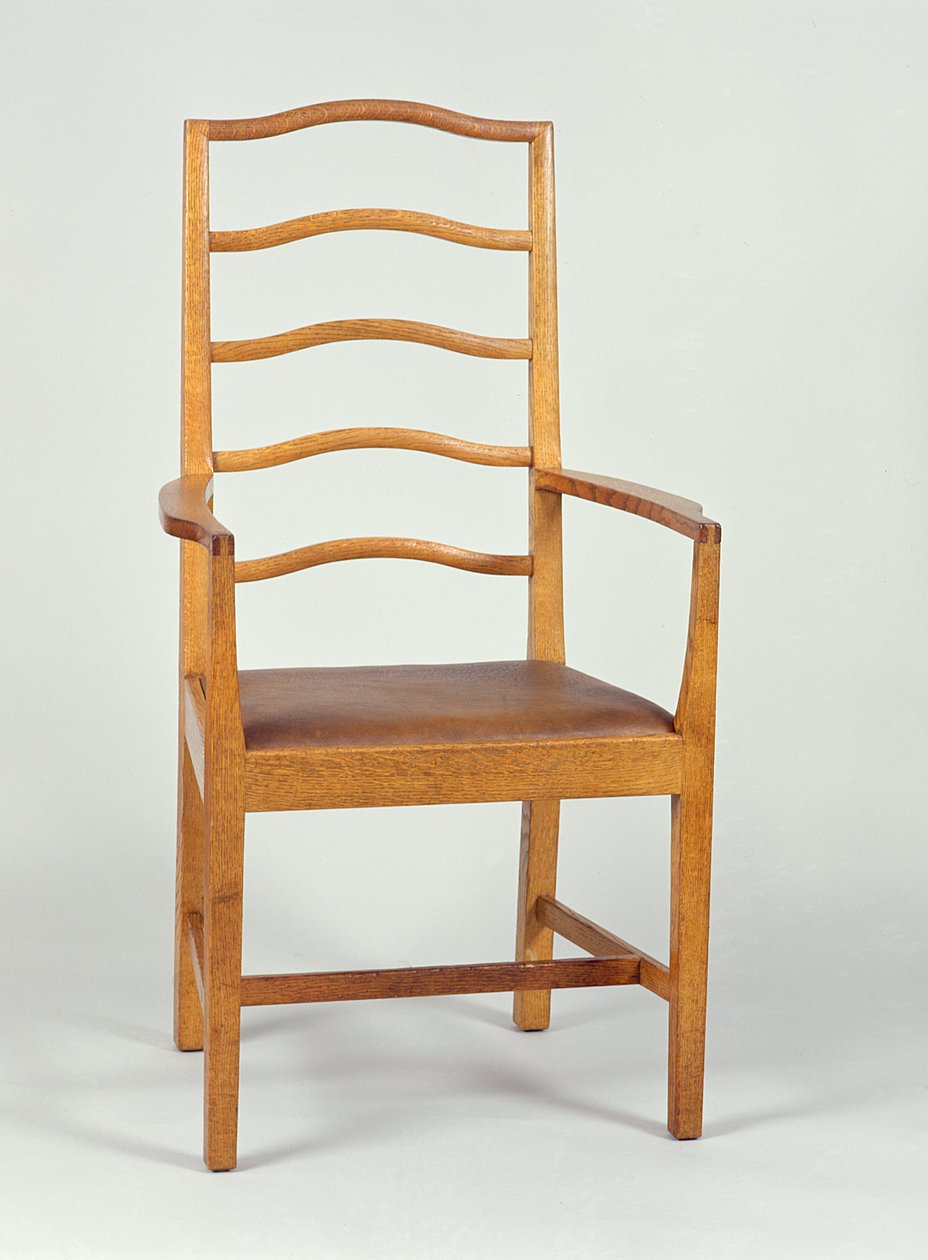 Poltrona, deign em 1903, feita em Peter Waals workshop, 1923 (carvalho) de Ernest William Gimson