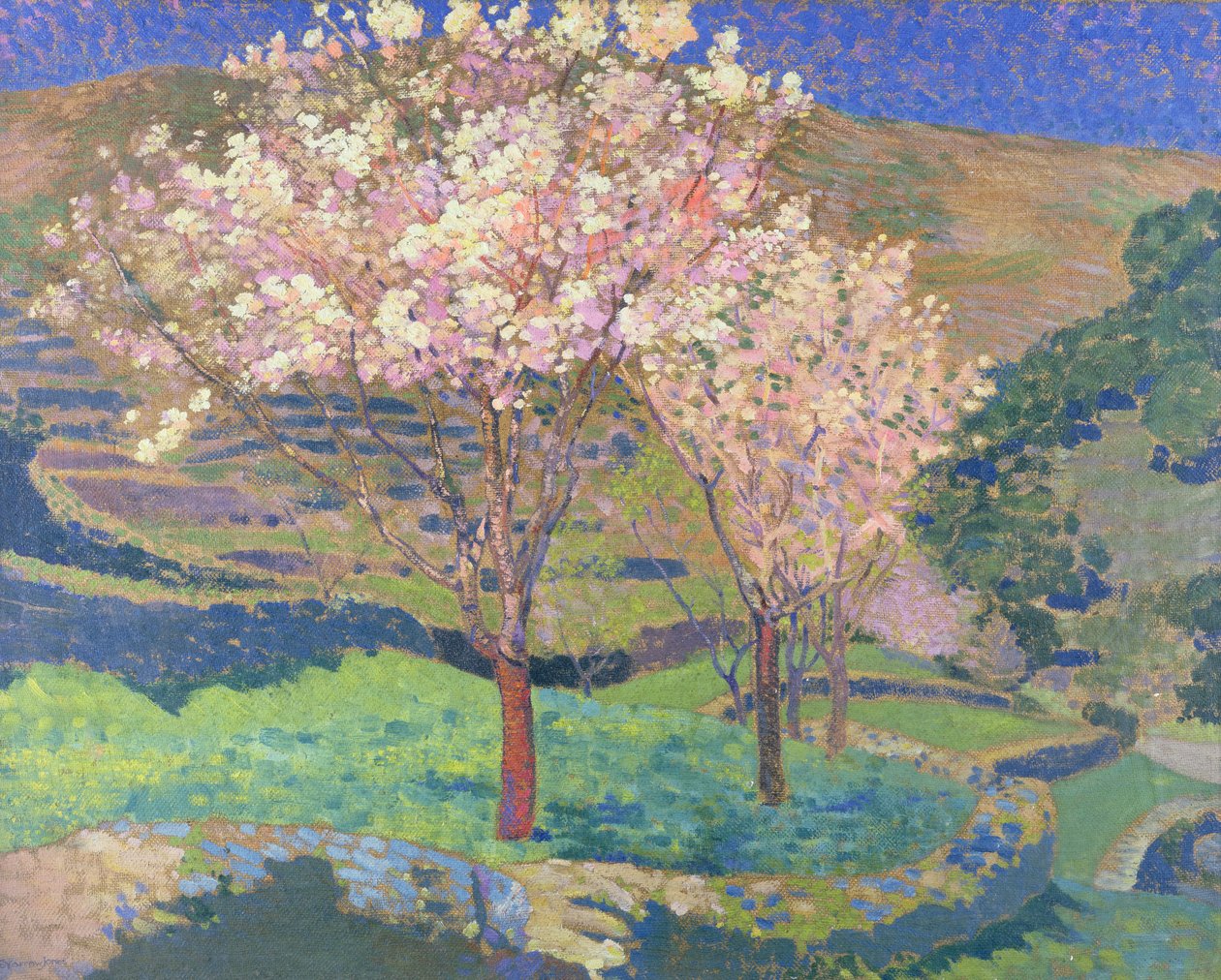 Árvores em Flor com Terraços de Ernest Yarrow Jones
