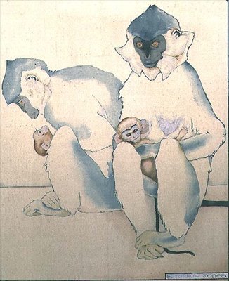 Bebés (Langurs de capa preta) (aguarela) de Ernest Yarrow Jones