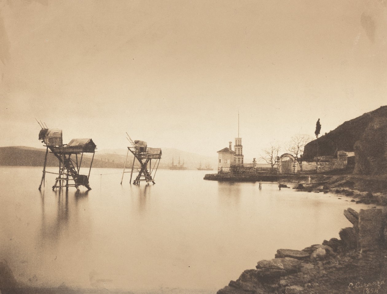Pecheries em Kiretch-Bournou Bosphore, Europa Pesca em Kiretch-Bournou ..., 1854. de Ernest de Caranza