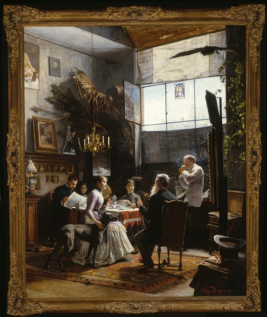 E. Hirschler-Kunwald, no estúdio - pintura, 1888 de Ernestine Hirschler Kunwald