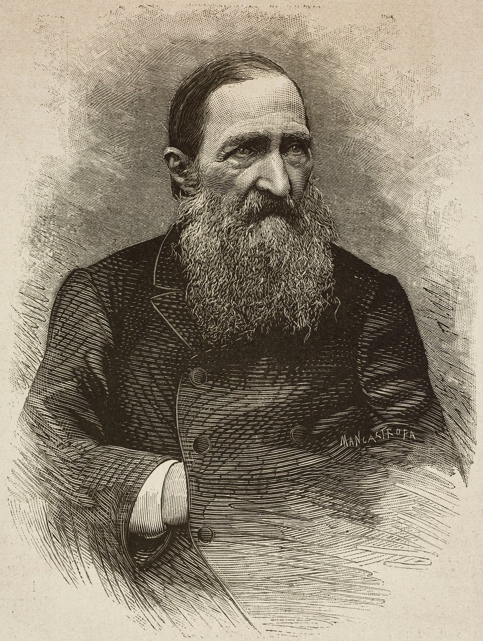 Poeta Jozef Ignacy Kraszewski (1812-1887) em Genebra em 19 de março, gravura de Ernesto Mancastroppa da foto de Romarolo, de L