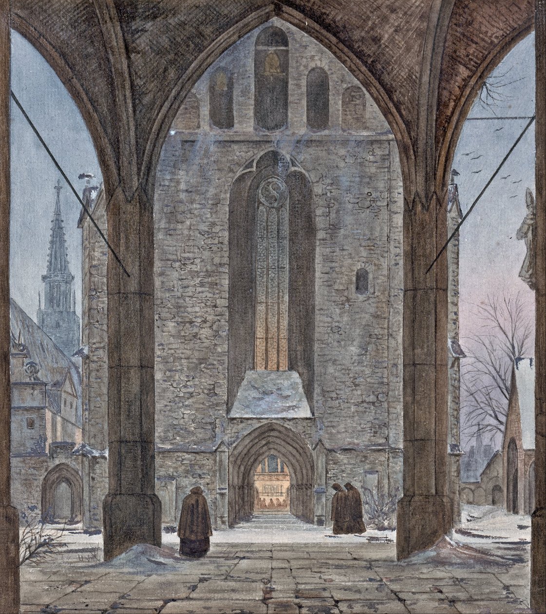 Catedral no inverno de Ernst Ferdinand Oehme