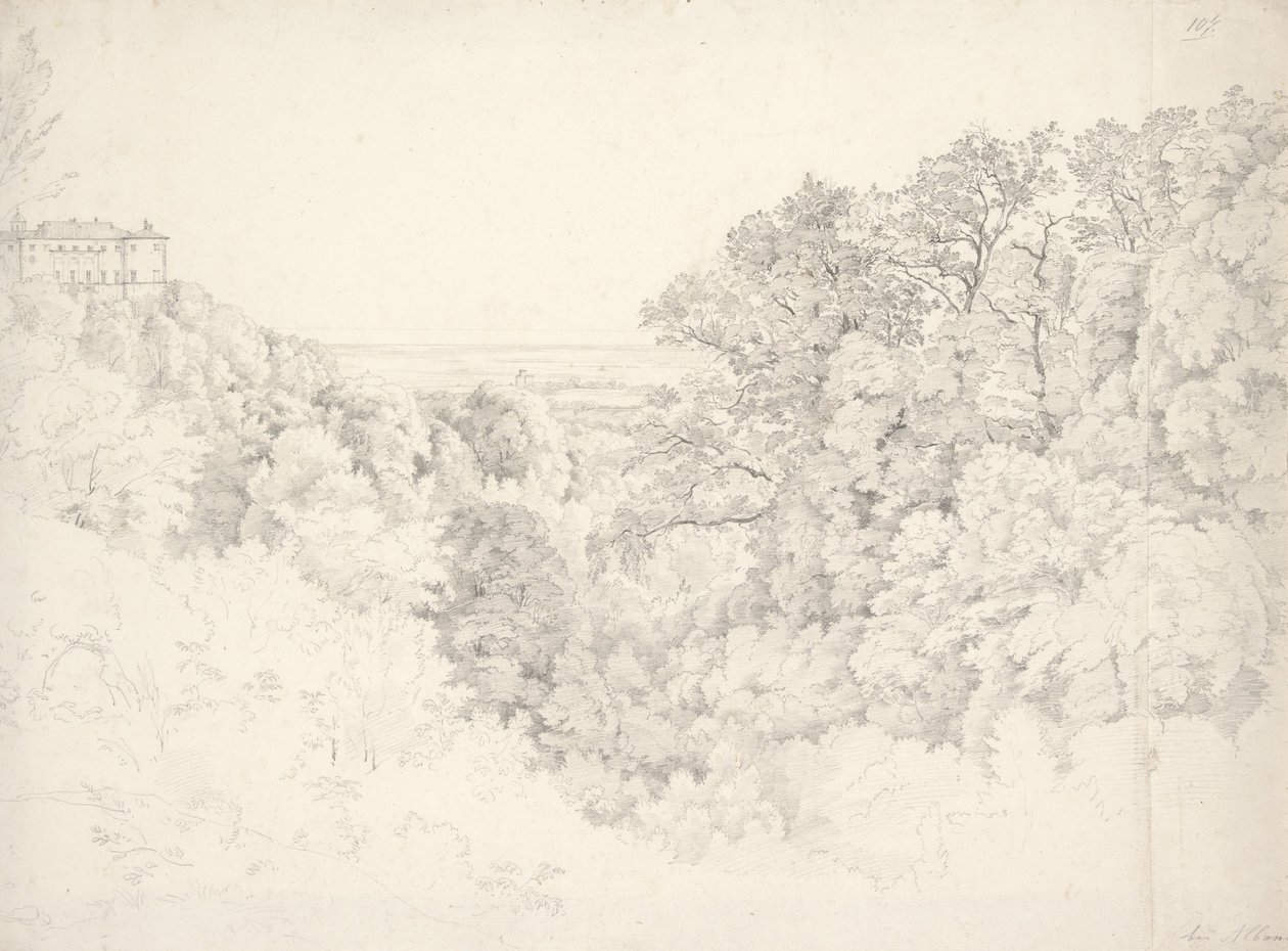 Vista de Ariccia perto de Albano de Ernst Fries