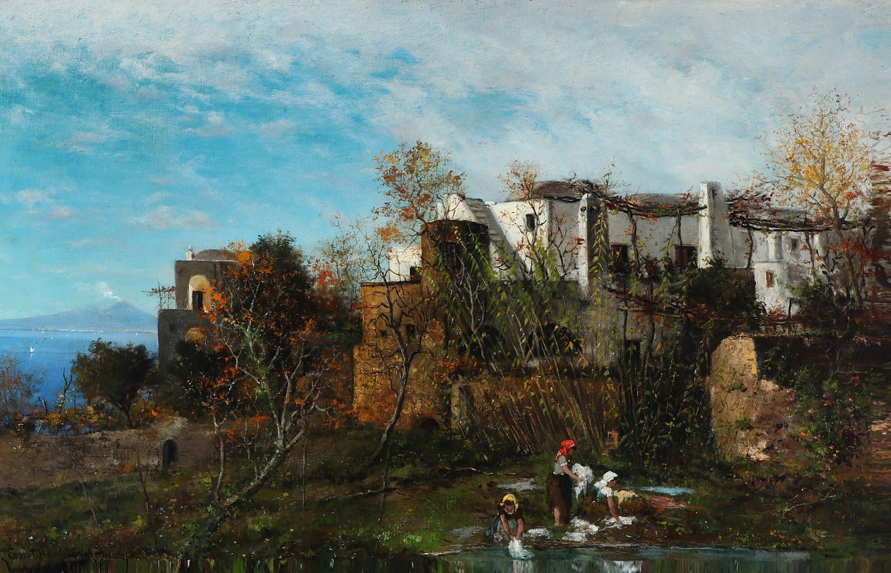 Lavanderias na frente da aldeia de Ernst Hanfstaengl