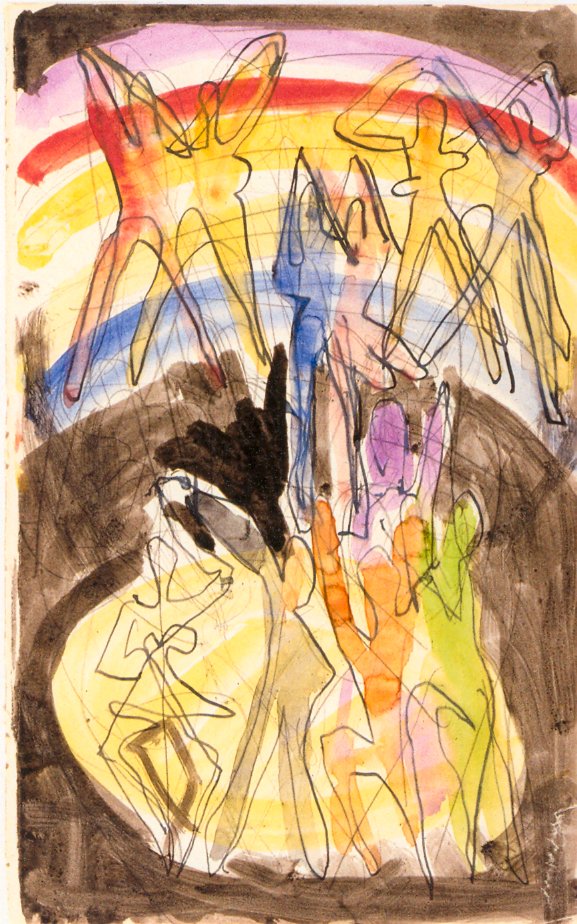 Design para o salão de banquetes em Essen - Colorido backsides de dançaAlemão: Design para o salão de banquetes em Essen - Backwall cor de dança de Ernst Ludwig Kirchner