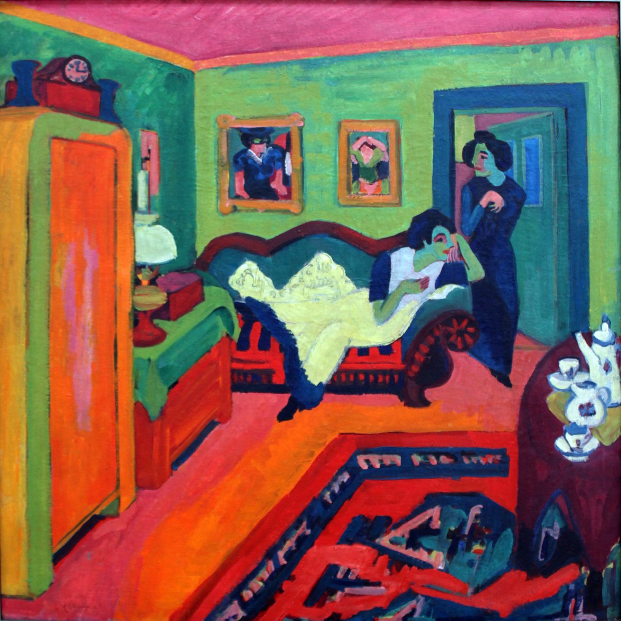 Interior com duas garotas de Ernst Ludwig Kirchner