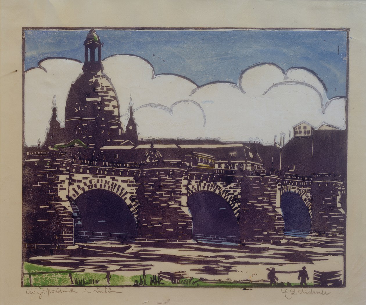 Augustusbrücke com Frauenkirche de Ernst Ludwig Kirchner