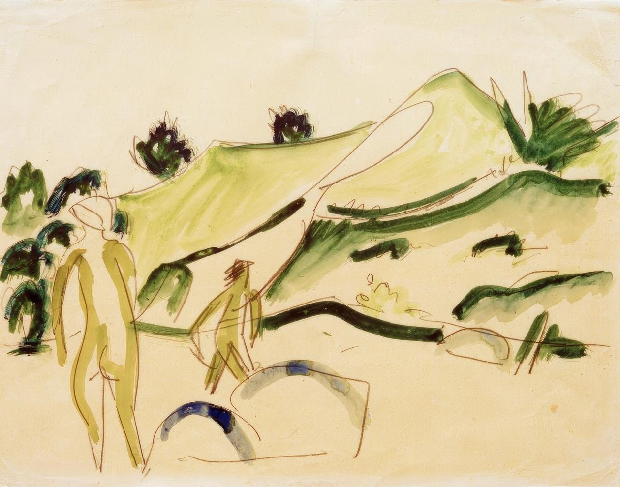 Tomando banho na praia de Ernst Ludwig Kirchner