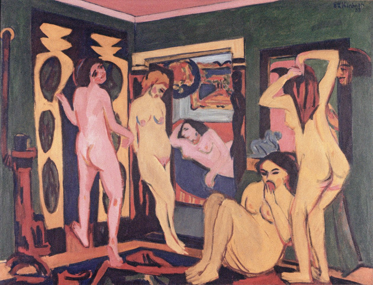 Banhistas em um quarto, 1908 de Ernst Ludwig Kirchner