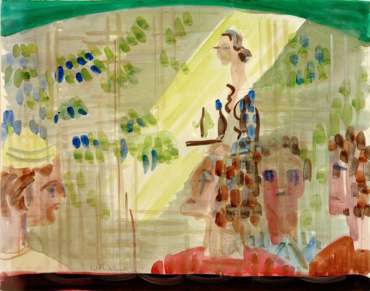 Cena de café com garçonete, vista através da janela da loja de Ernst Ludwig Kirchner