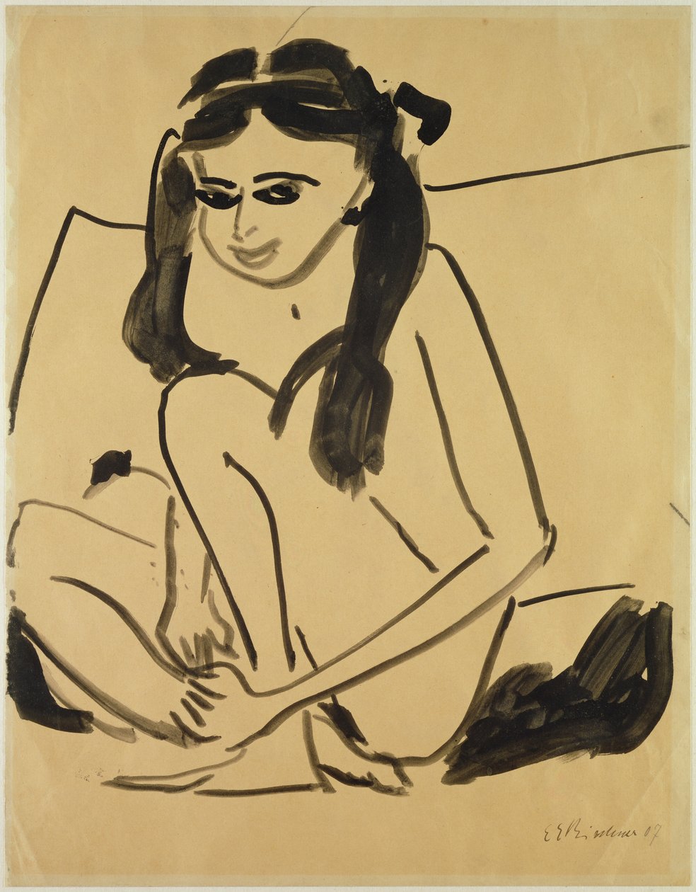 Garota nua agachada de Ernst Ludwig Kirchner