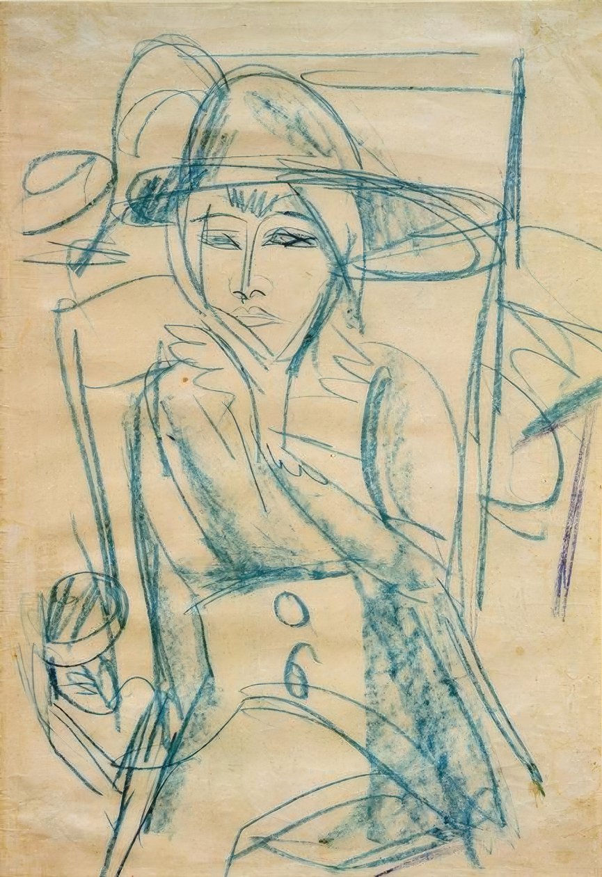 Retrato de senhora (Gerda com chapéu) de Ernst Ludwig Kirchner