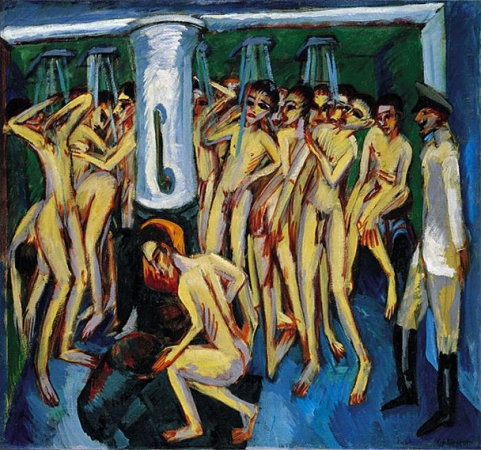 O banho de soldados de Ernst Ludwig Kirchner