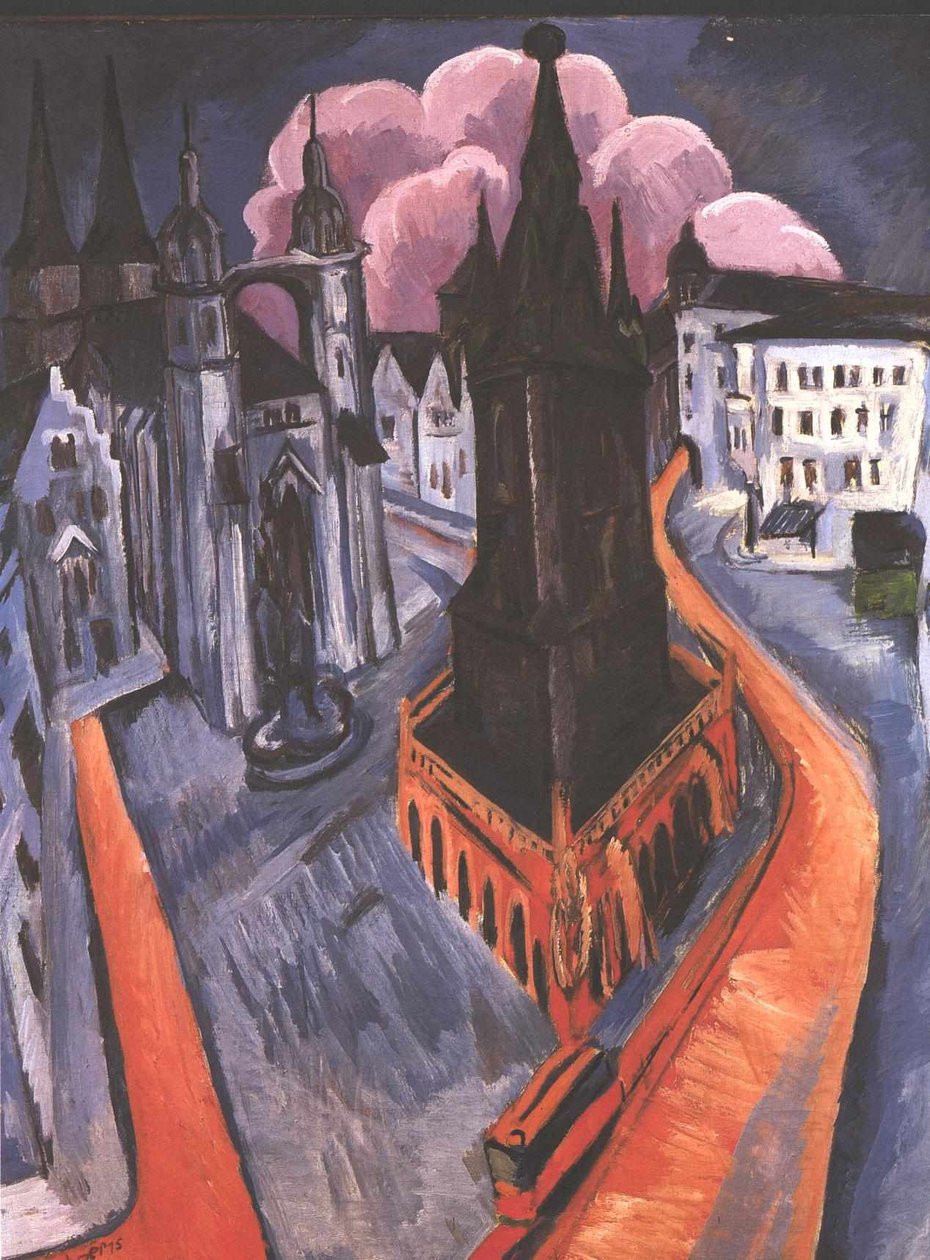 A, vermelho, torre, de, halle de Ernst Ludwig Kirchner
