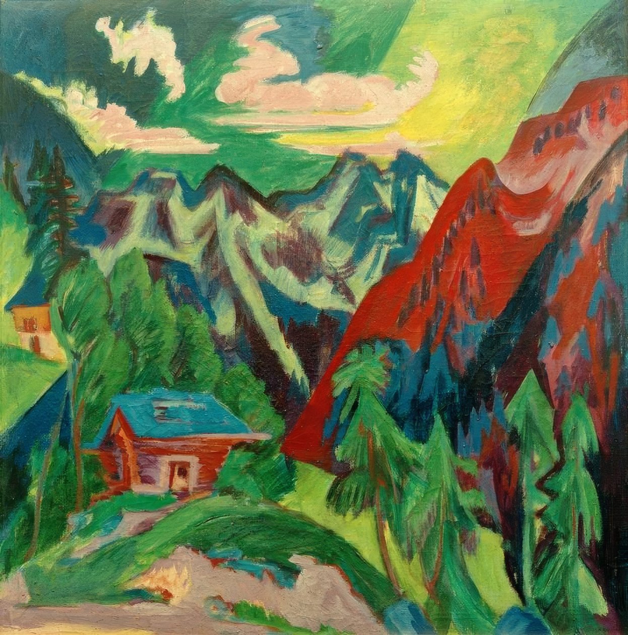 As montanhas Klosterser de Ernst Ludwig Kirchner