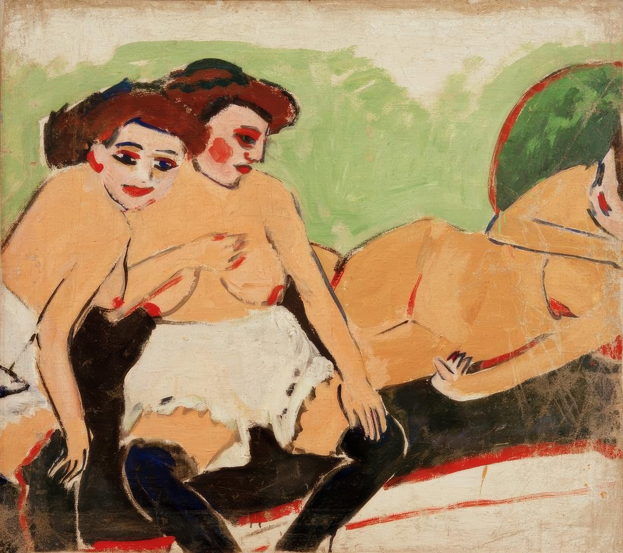 Três nus no sofá preto de Ernst Ludwig Kirchner