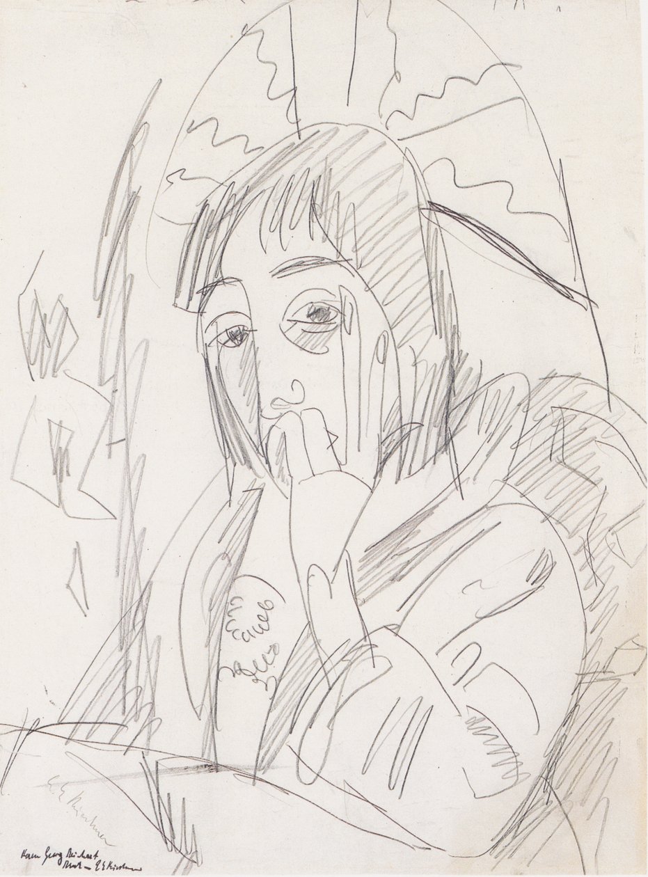 Erna com guarda-chuva japonês de Ernst Ludwig Kirchner