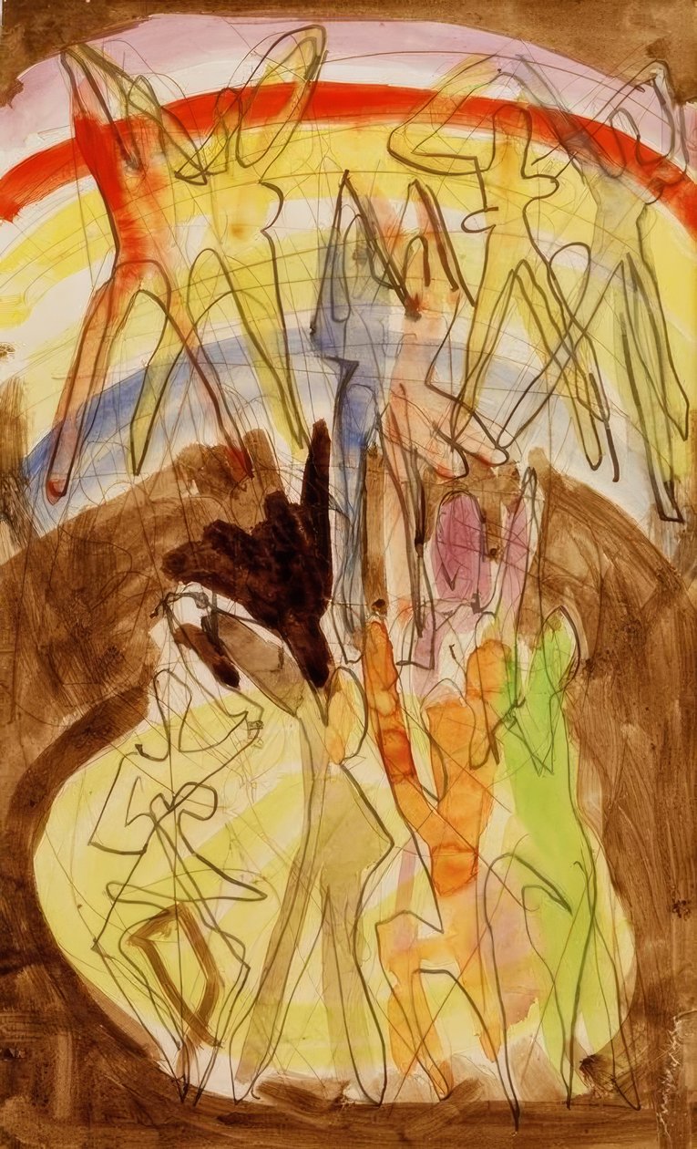 Dança colorida (parede traseira) de Ernst Ludwig Kirchner