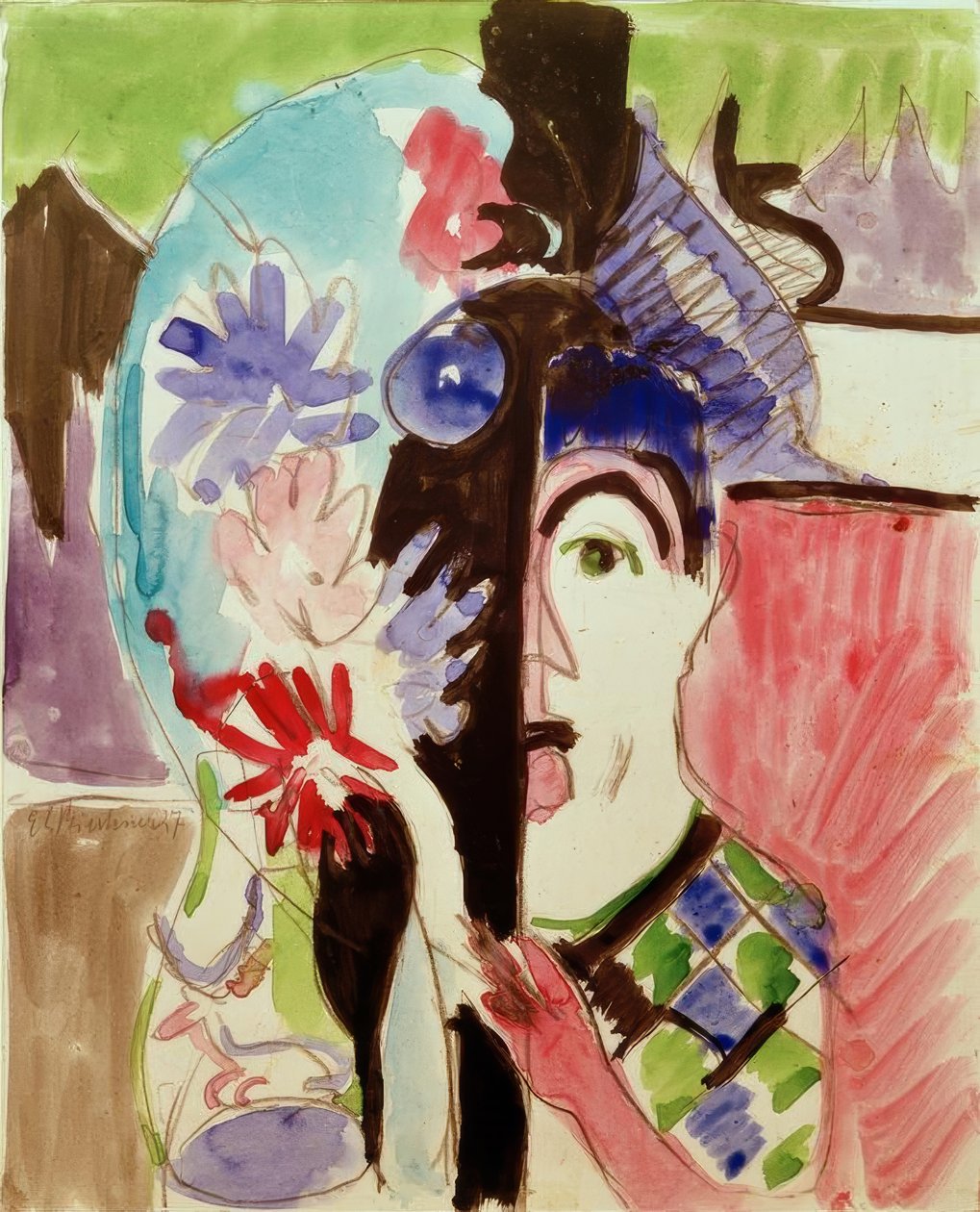 Mulher com flores de Ernst Ludwig Kirchner
