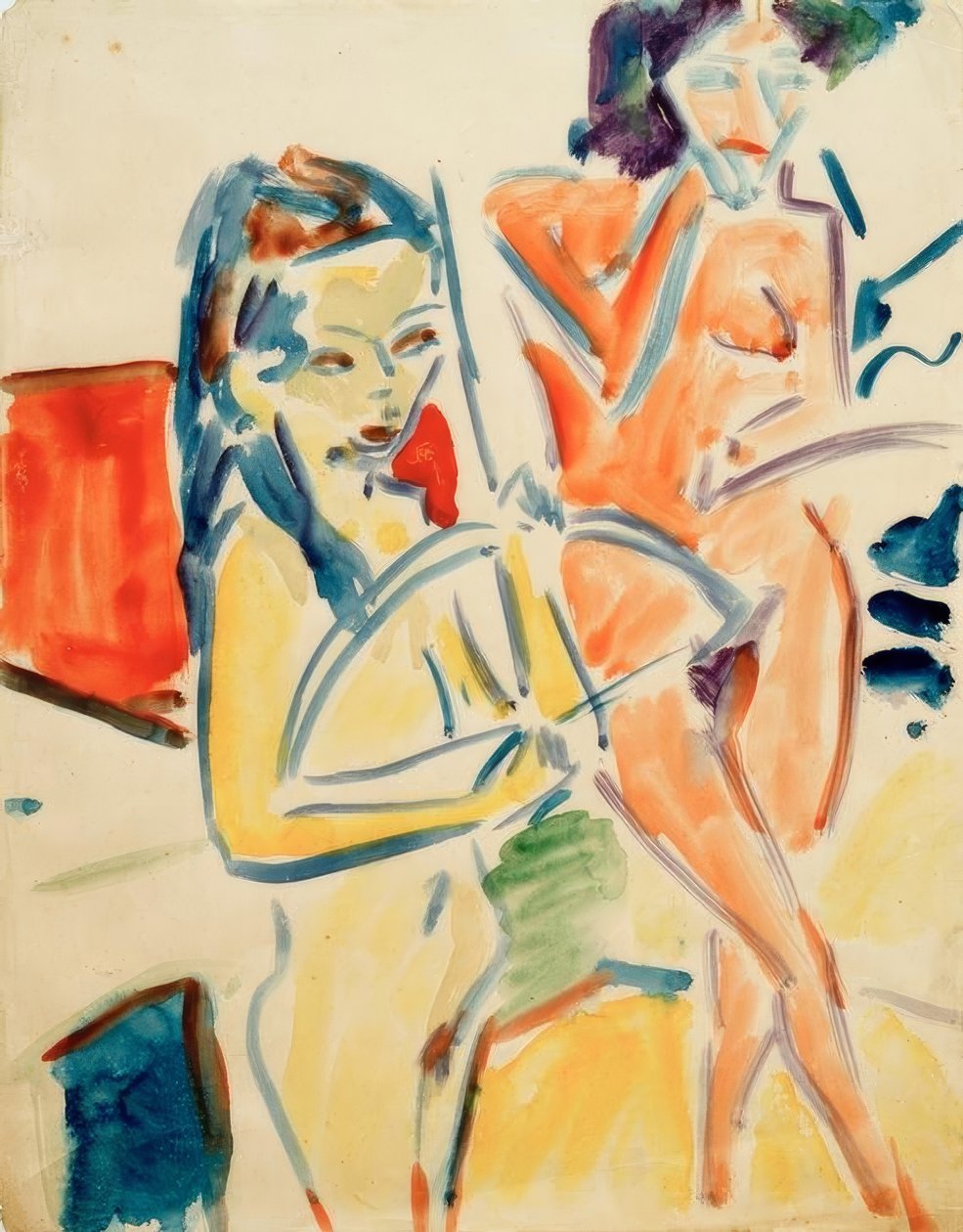 Fränzi com arco e nude de Ernst Ludwig Kirchner