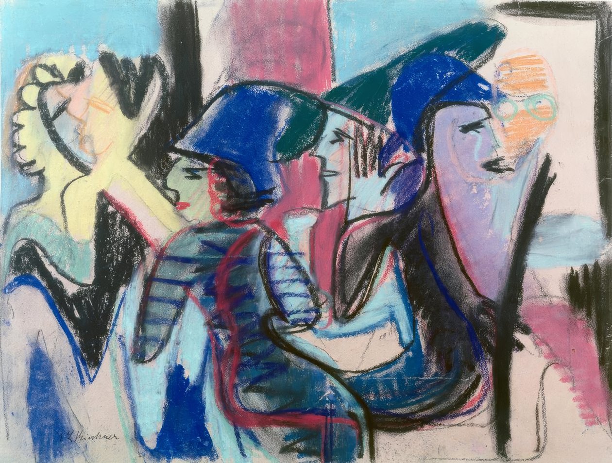 Cinco convidados no café de Ernst Ludwig Kirchner