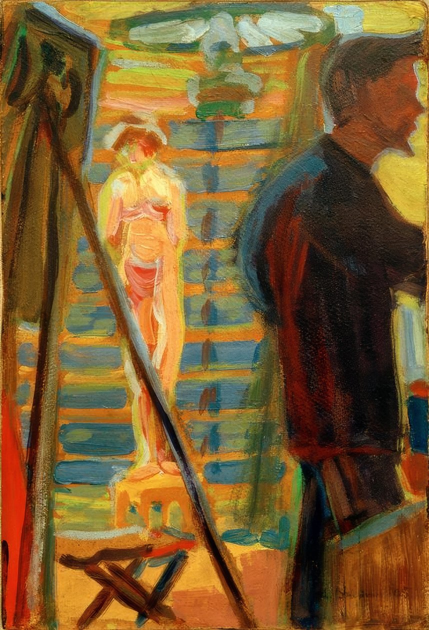 Heckel e modelo no estúdio de Ernst Ludwig Kirchner