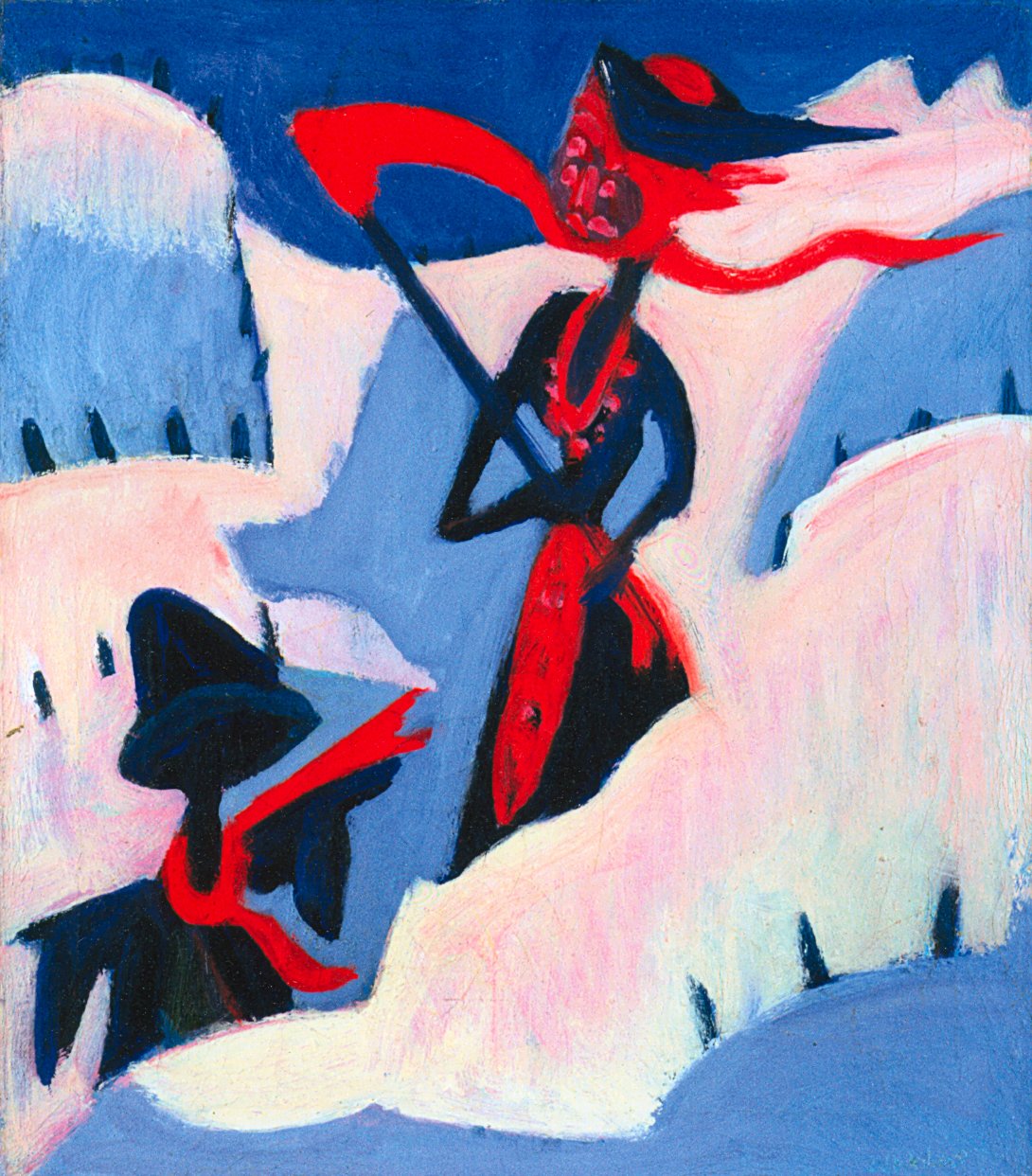 Bruxa e espantalho na neve de Ernst Ludwig Kirchner