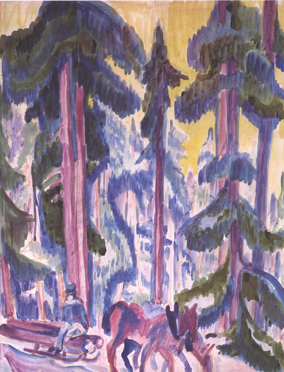 Vagão de madeira na floresta de Ernst Ludwig Kirchner