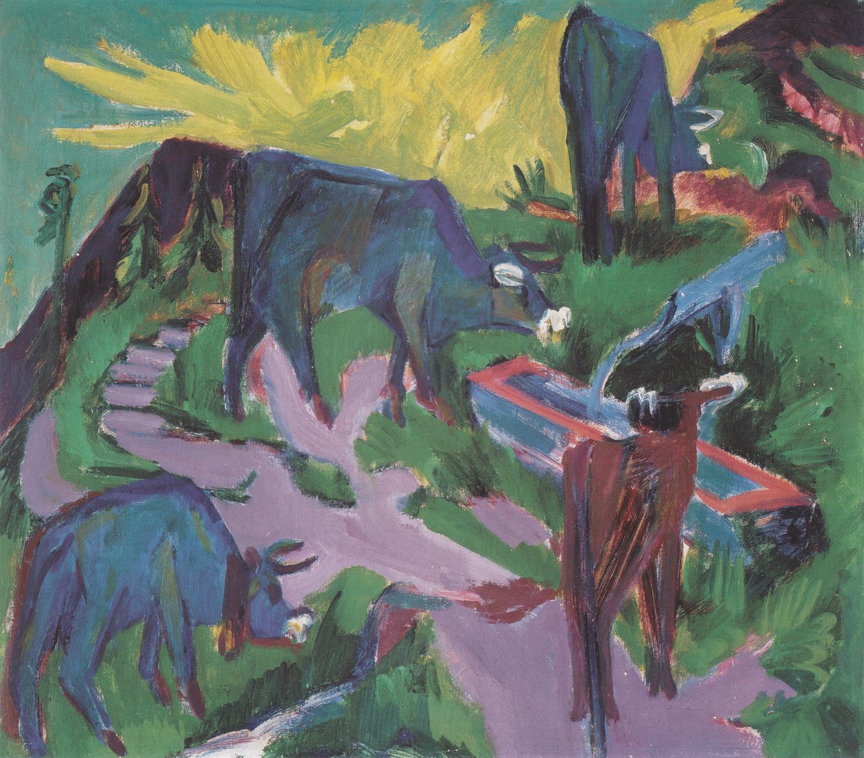 Vacas ao pôr do sol de Ernst Ludwig Kirchner