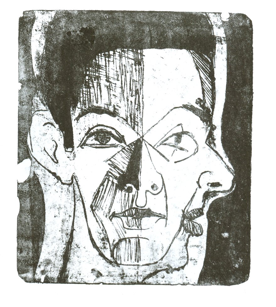 estudo da cabeça de Ernst Ludwig Kirchner