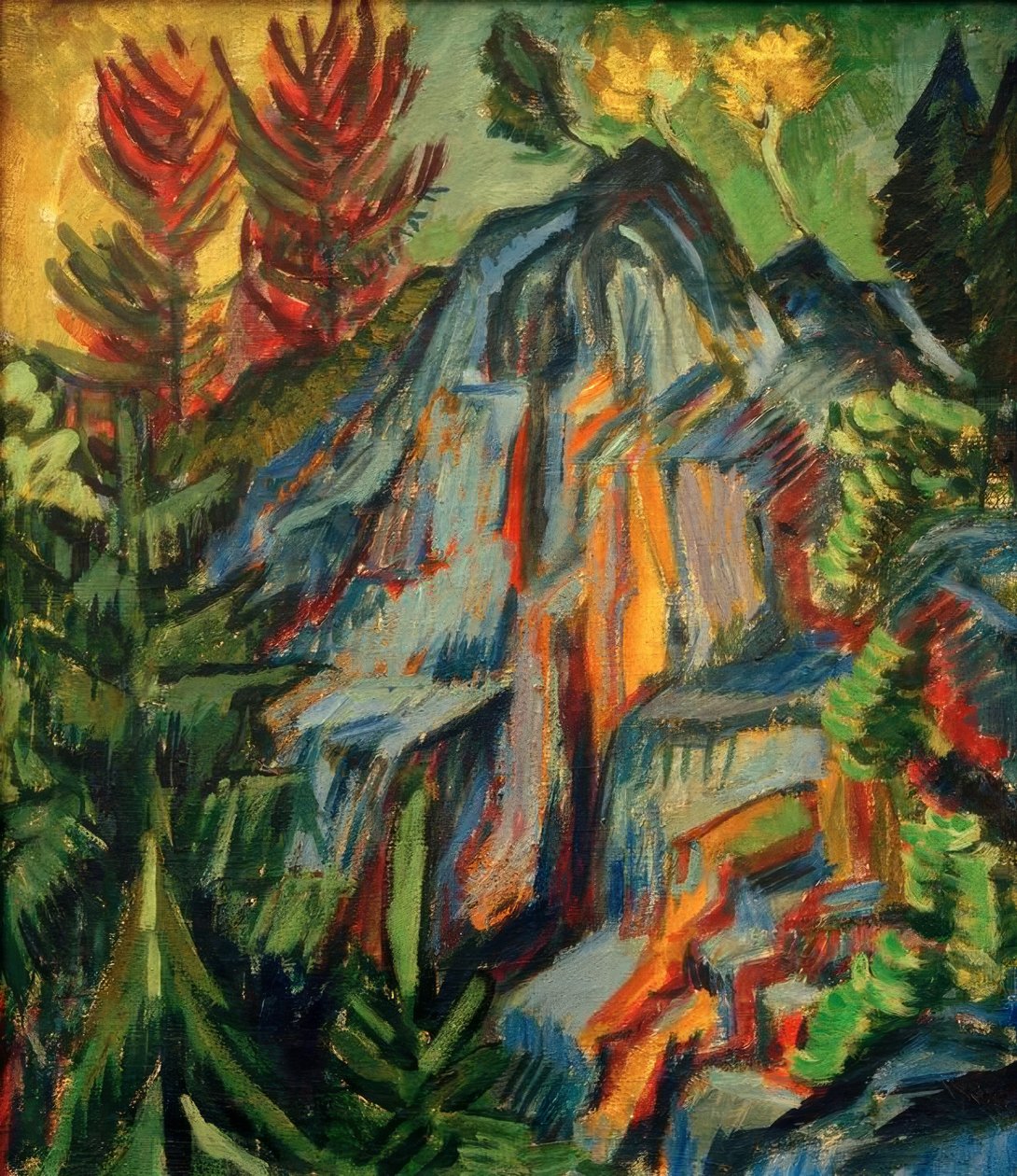 Paisagem com pedras azuis e cascata de Ernst Ludwig Kirchner
