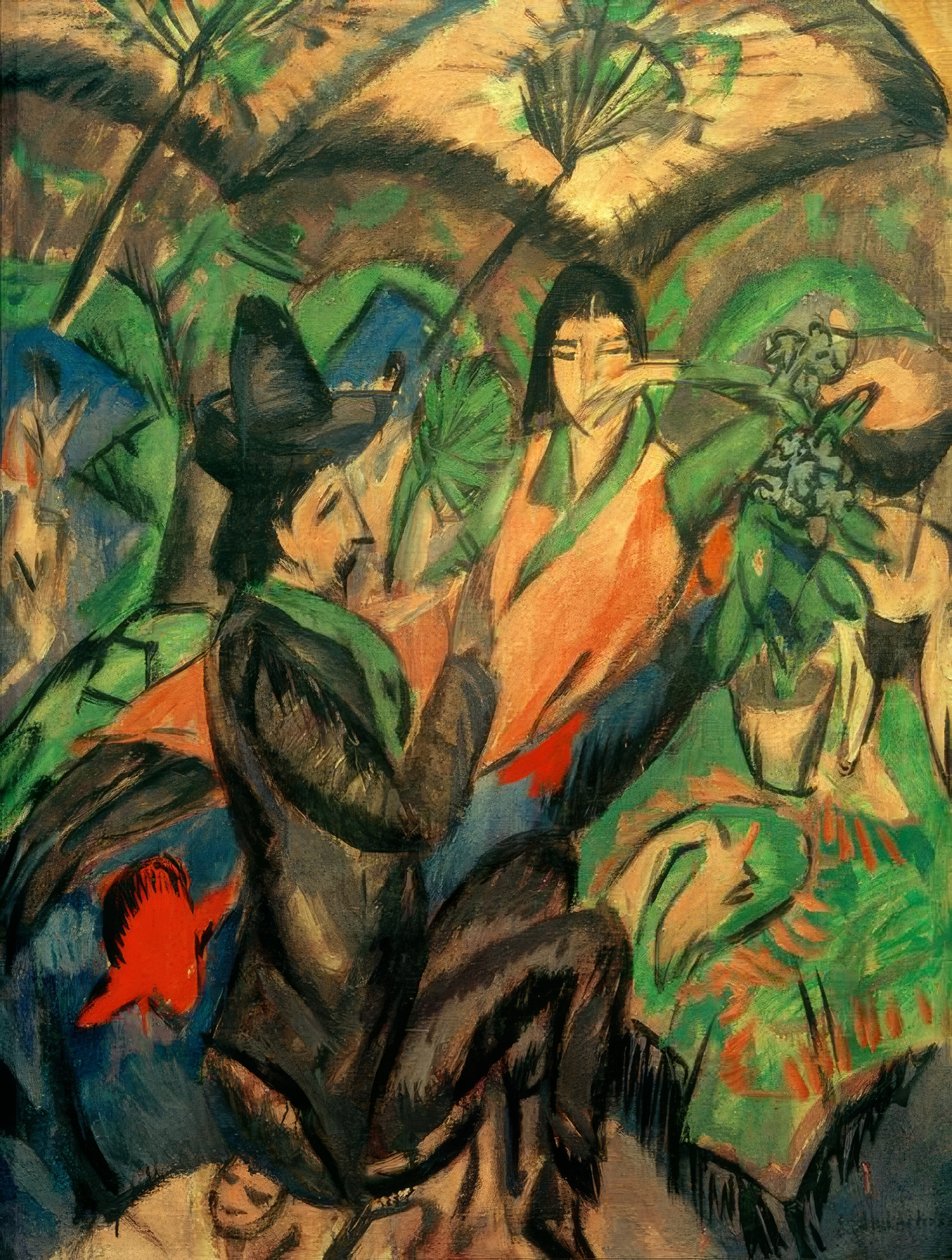 Casal sob o guarda-chuva japonesa de Ernst Ludwig Kirchner