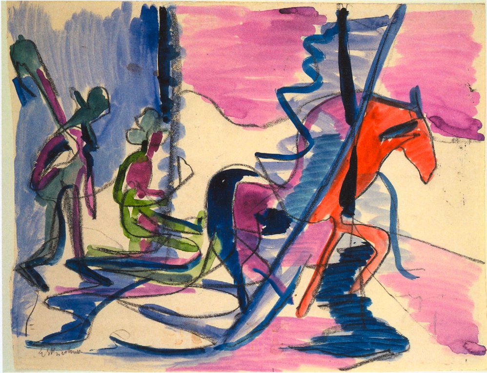 Trenó no meio do nevoeiro de Ernst Ludwig Kirchner