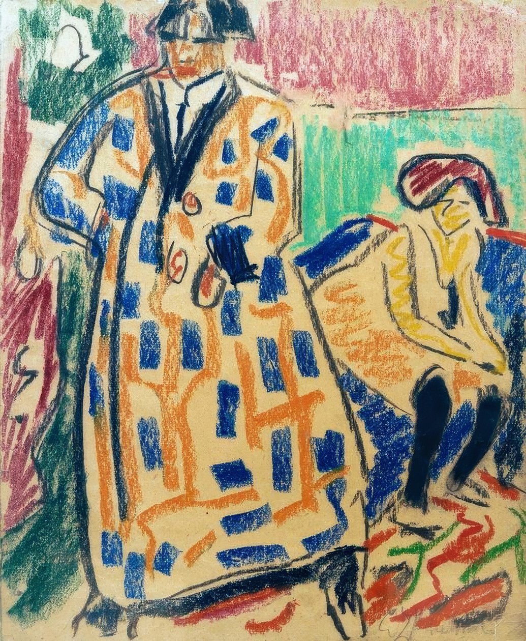 Auto-retrato com modelo de Ernst Ludwig Kirchner