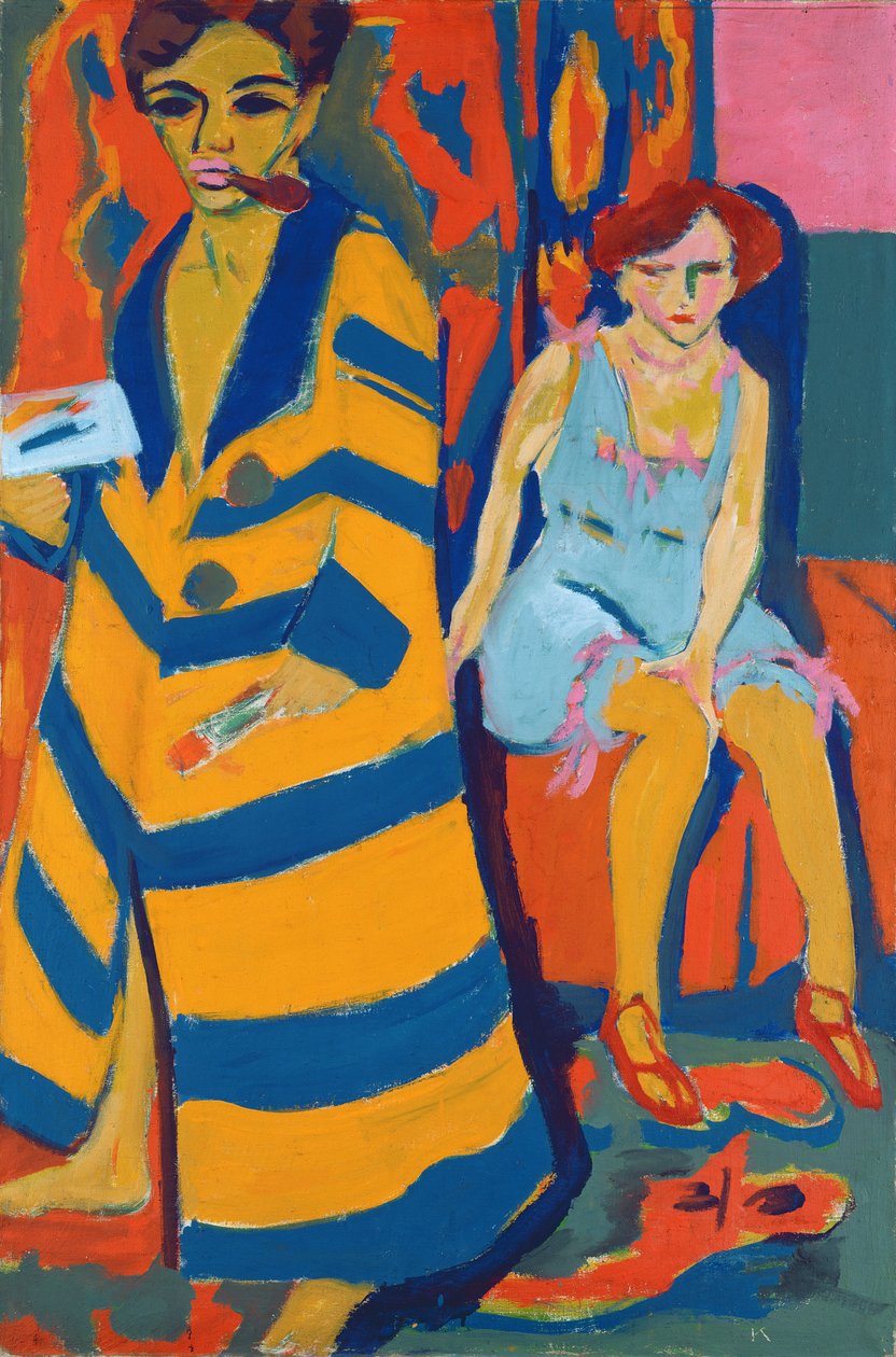 Auto-retrato com um modelo, 1907 de Ernst Ludwig Kirchner