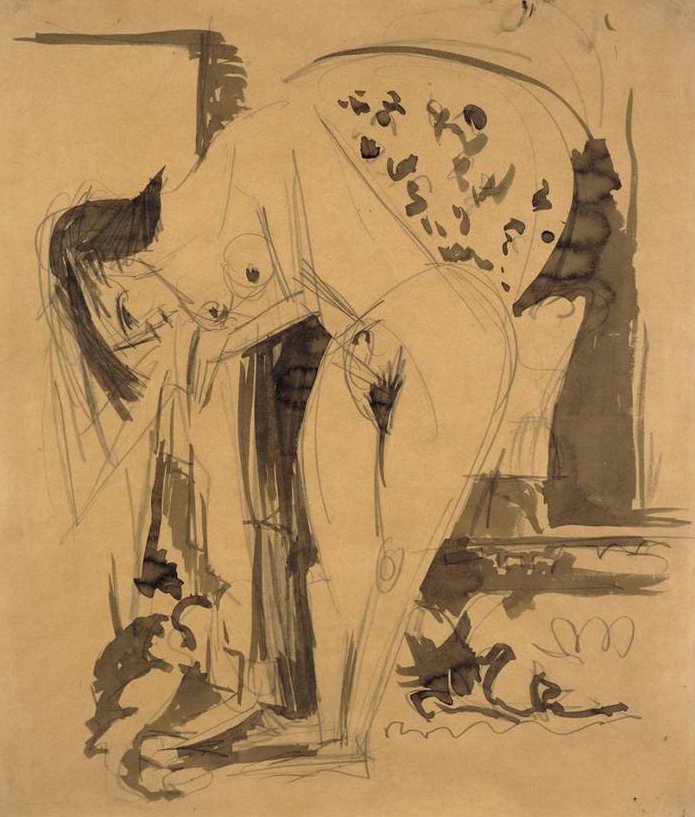 Inclinar-se agir no quarto de Ernst Ludwig Kirchner