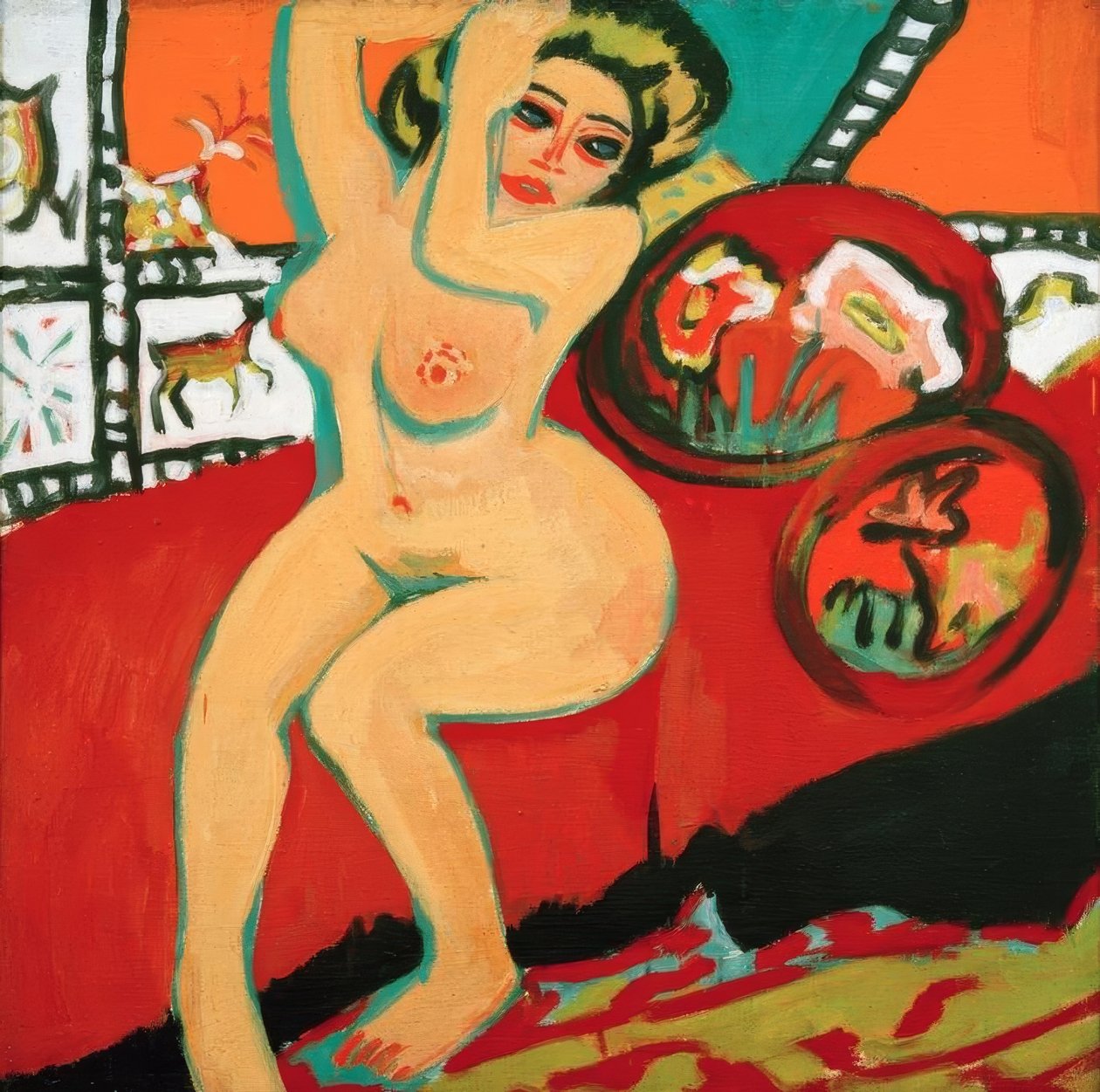 Ato sentado com os braços levantados de Ernst Ludwig Kirchner