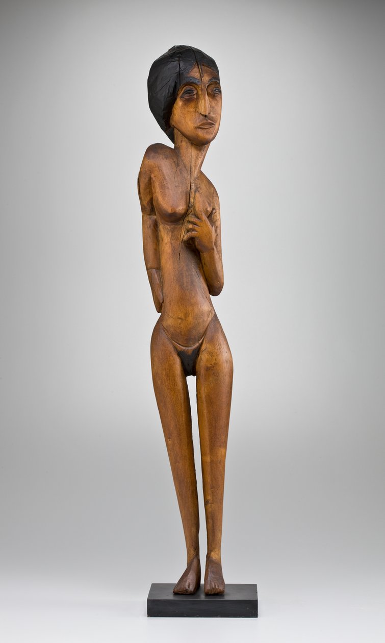 Standing Female Nude, 1919 (madeira pintada com óleo e pintada) de Ernst Ludwig Kirchner