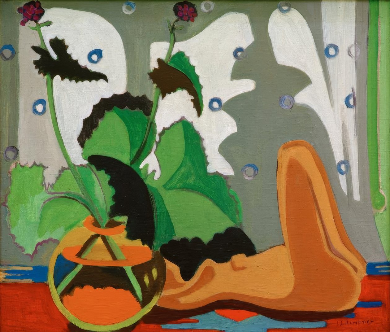 Natureza morta com plástico na frente da janela de Ernst Ludwig Kirchner