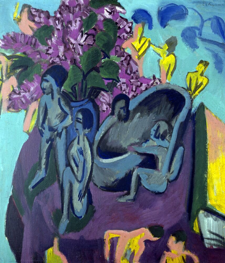 Ainda vida com escultura de Ernst Ludwig Kirchner