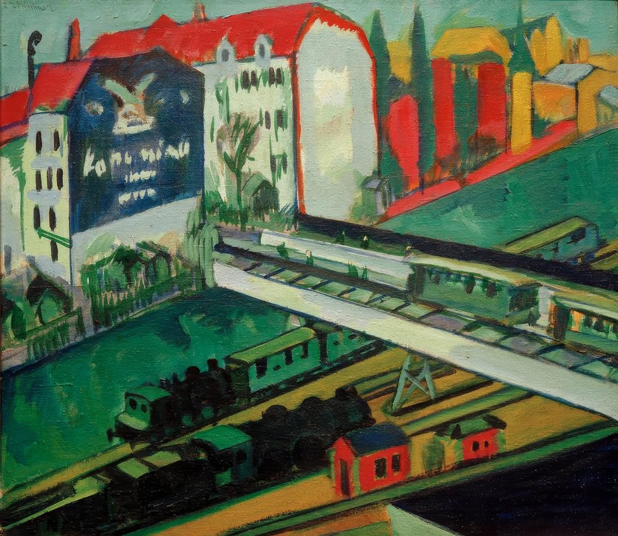 Bonde e ferrovia; Vista da janela do estúdio de Ernst Ludwig Kirchner