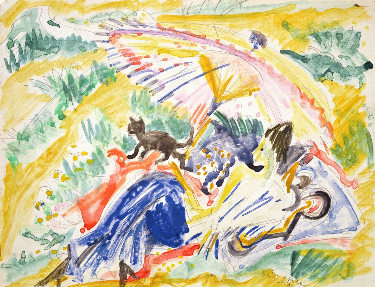 Banhos de sol, 1919 (wc sobre lápis sobre papel) de Ernst Ludwig Kirchner