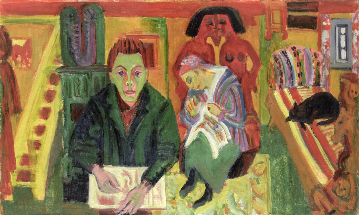 A sala de estar, 1920 de Ernst Ludwig Kirchner