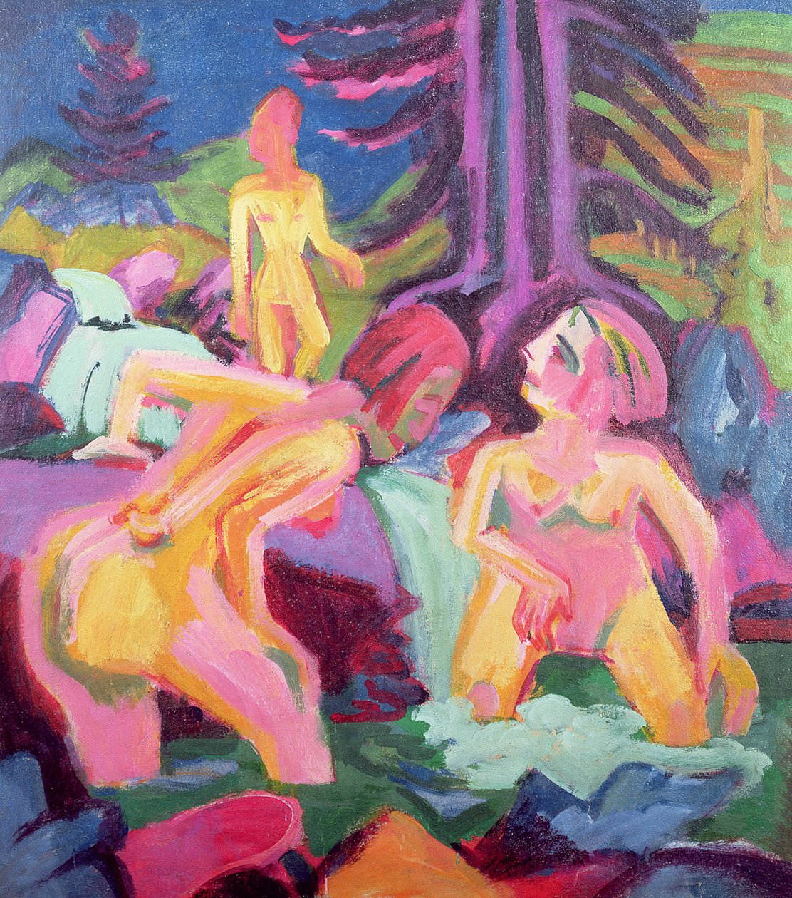Três banhistas em um riacho de Ernst Ludwig Kirchner
