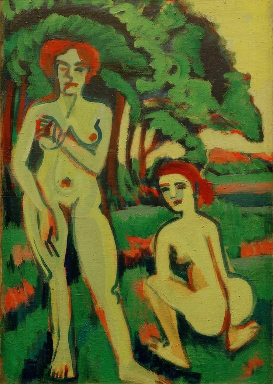 Arquivo de duas meninas verdes com cabelo vermelho de Ernst Ludwig Kirchner