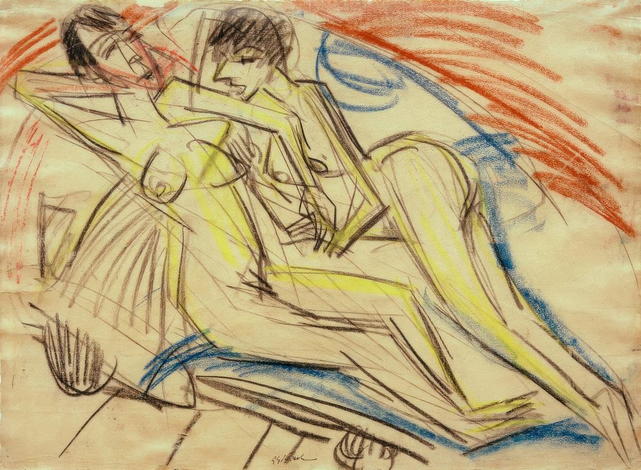 Duas garotas nuas na cama de Ernst Ludwig Kirchner