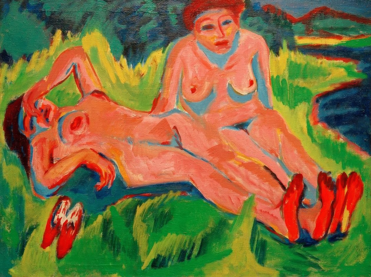 Dois nus rosa no lago de Ernst Ludwig Kirchner