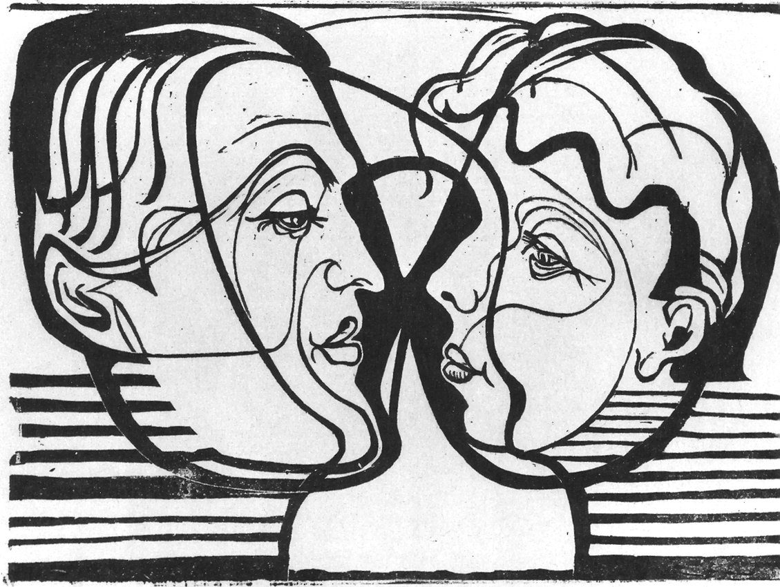 Duas cabeças, olhando um ao outro de Ernst Ludwig Kirchner