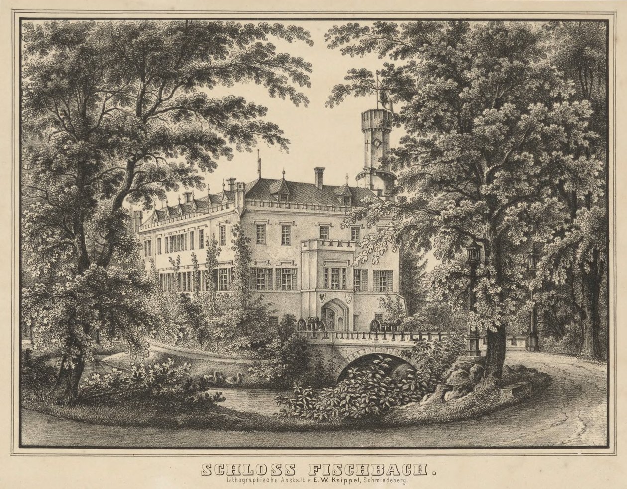 Castelo Fischbach, 183 x 250 mm de Ernst Wilhelm Knippel